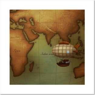 Airship Flying Over Eastern Hemisphere Posters and Art